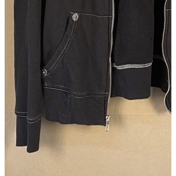 True Religion Black Full Zip Sweatshirt W/ Stitching S Graphic Grunge BigT- Read - Picture 9 of 9
